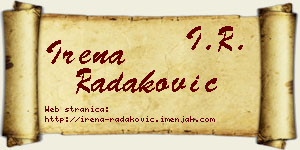 Irena Radaković vizit kartica